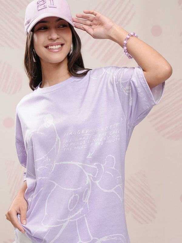 Tokyo Talkies Women Graphic Printed Round Neck Oversized Mickey Mouse Tshirt