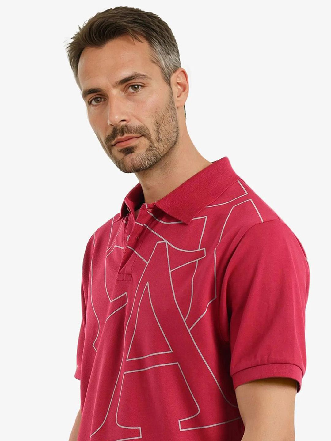 RARE RABBIT Men Typography Printed Polo Collar Cotton T-shirt