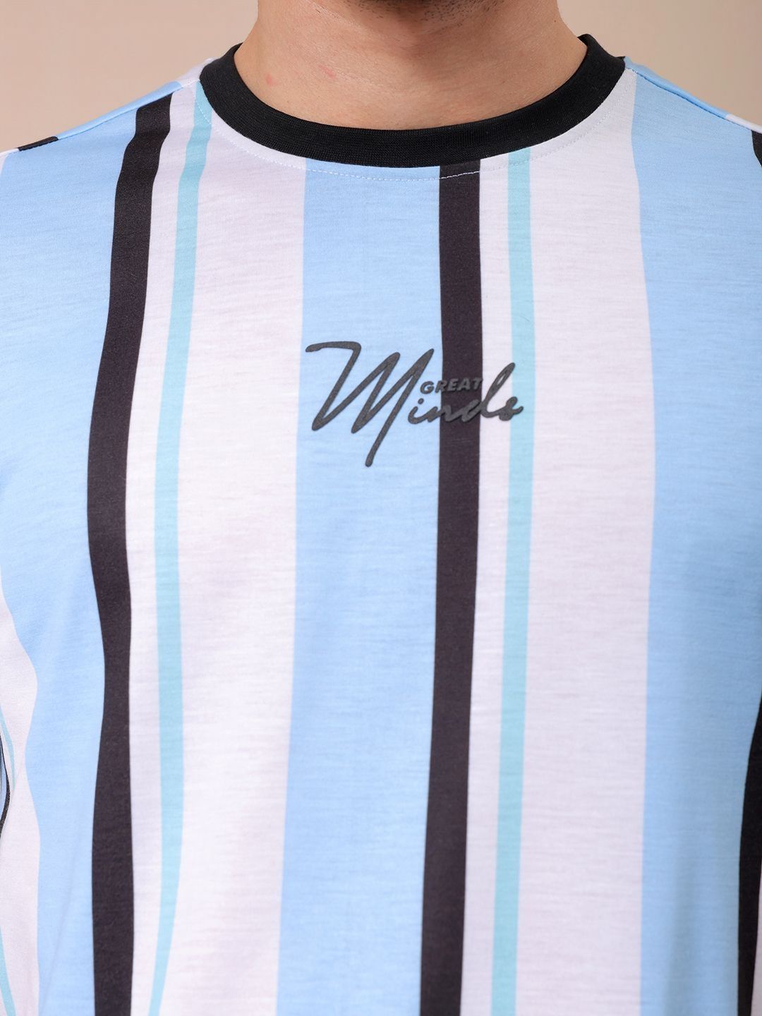 The Indian Garage Co Men Striped Round Neck Slim Fit T-shirt