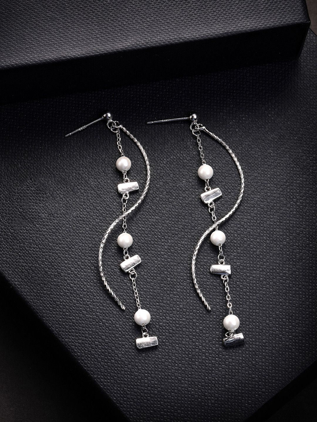 PANASH 925 Sterling Silver Rhodium-Plated Drop Earrings