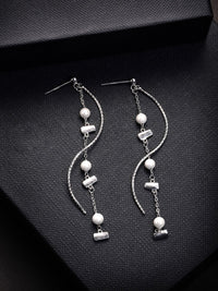PANASH 925 Sterling Silver Rhodium-Plated Drop Earrings