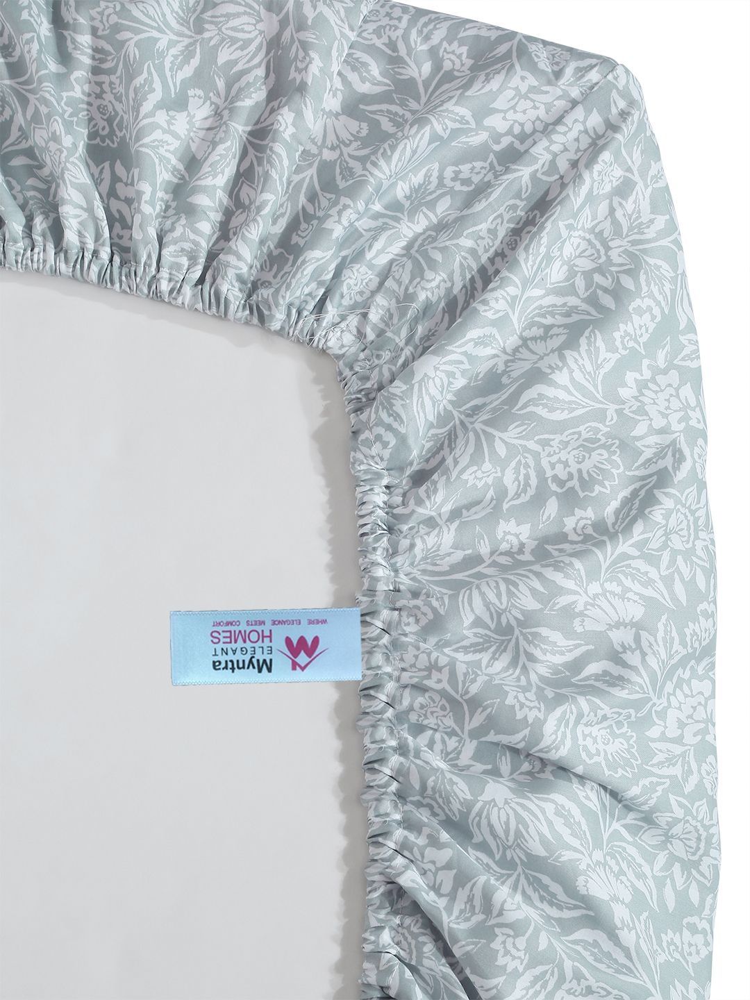 Myntra Elegant Homes Grey Floral 400 TC Single Bedsheet with 1 Pillow Covers