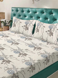 KLOTTHE Floral 300 TC Cadar King Berwarna Krim dengan 2 Sarung Bantal