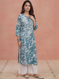 Rumah Wanita Chikankari Kurta Chikankari Sulaman Bunga