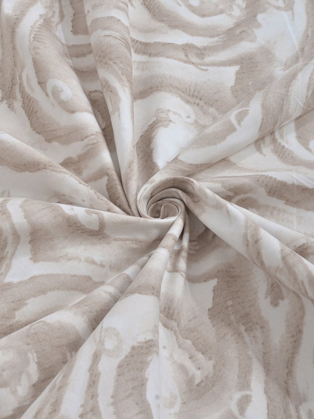 Myntra Elegant Homes Beige Abstrat Printed Fitted 400TC King Cadar & 2 Sarung Bantal