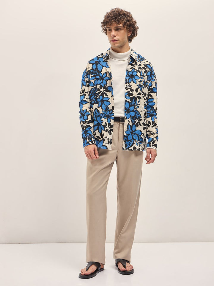 THE BEAR HOUSE Men Spread Collar Floral Printed Relaxed Fit Casual Shirt