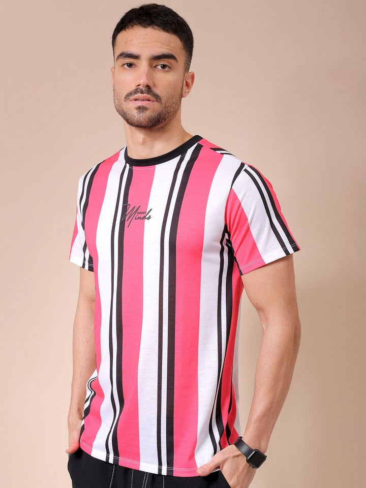 The Indian Garage Co Men Striped Round Neck Slim Fit T-shirt