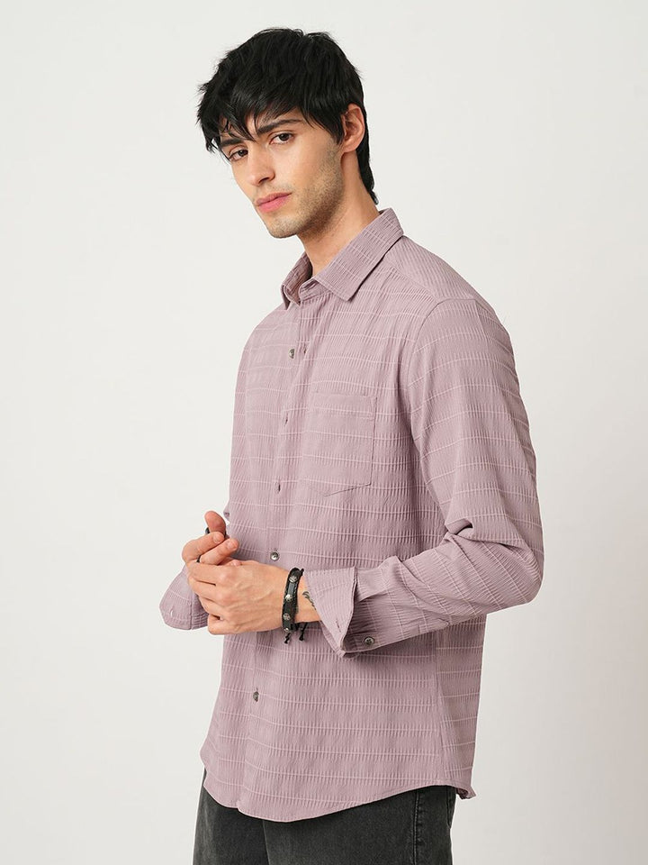 VASTRADO Men Classic Cutaway Collar Textured Slim Fit Casual Shirt