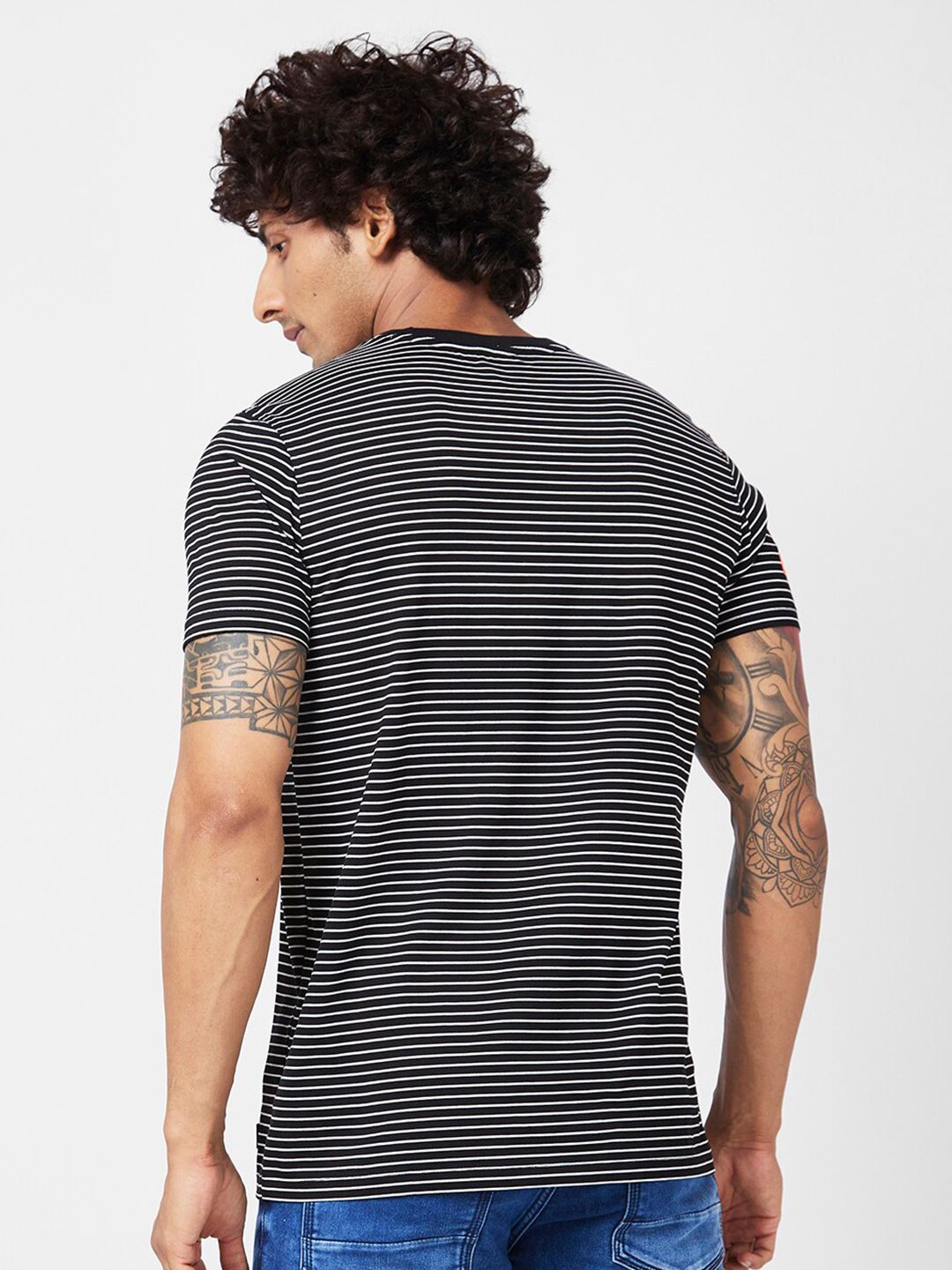 SPYKAR Striped Slim Fit Cotton T-shirt