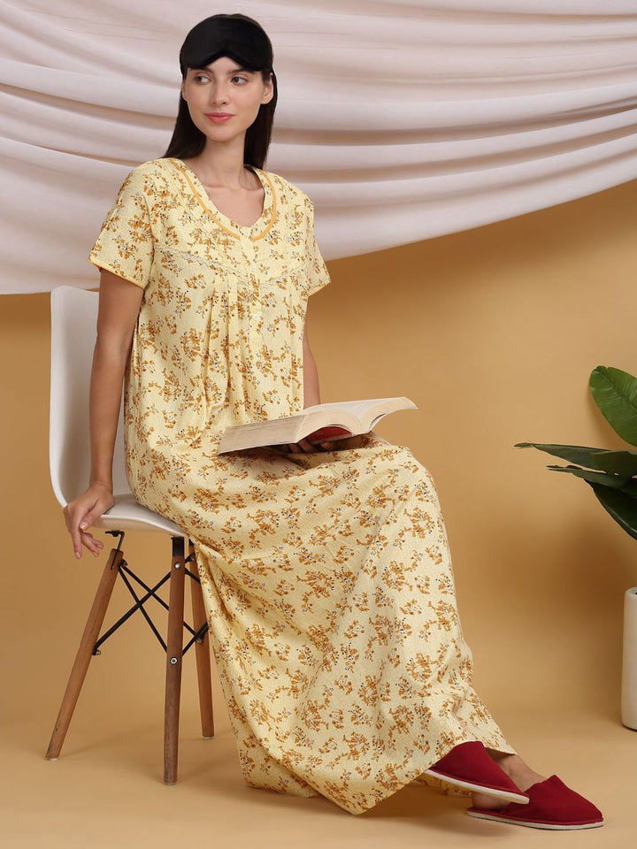 Sweet Dreams Printed Pure Cotton Maxi Nightdress