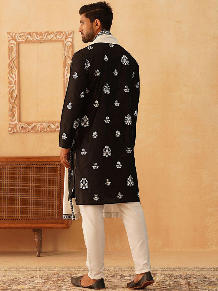 Jompers Men Floral Embroidered Kurta with Pyjama & Dupatta