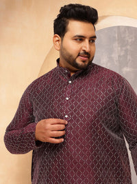 SOJANYA PLUS Men Geometric Printed Festive Silk Straight Kurta