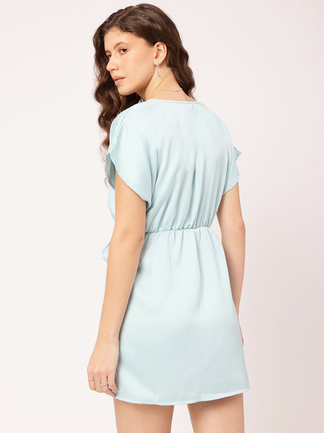 DressBerry Textured Tie-Up Mini Wrap Dress