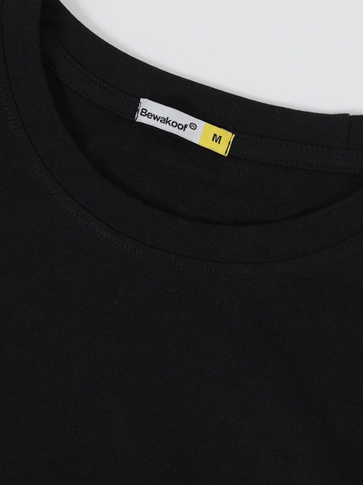 Bewakoof Men Black Printed Oversized T-shirt
