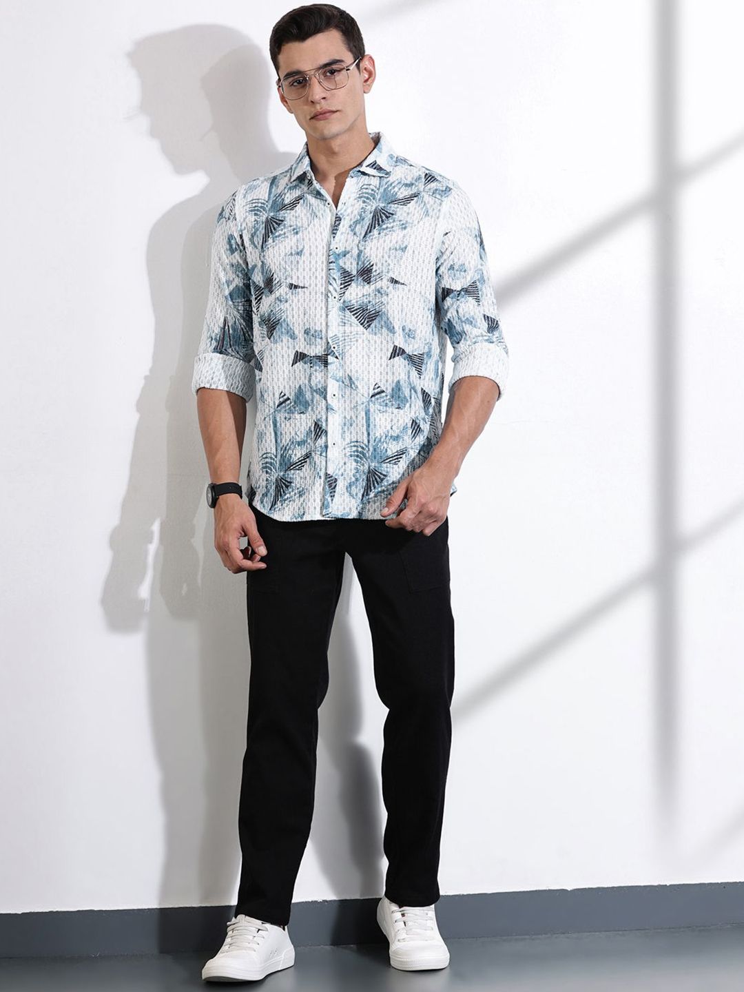 Thomas Scott Men Classic Slim Fit Opaque Casual Shirt