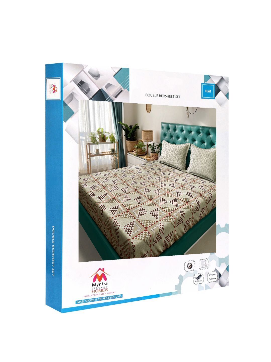Myntra Elegant Homes Beige Geometric Cotton 400 TC King Bedsheet Set 2.50 m x 2.25 m