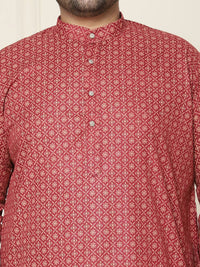 SOJANYA PLUS Floral Embroidered Thread Work Cotton Linen Straight Kurta with Pyjamas