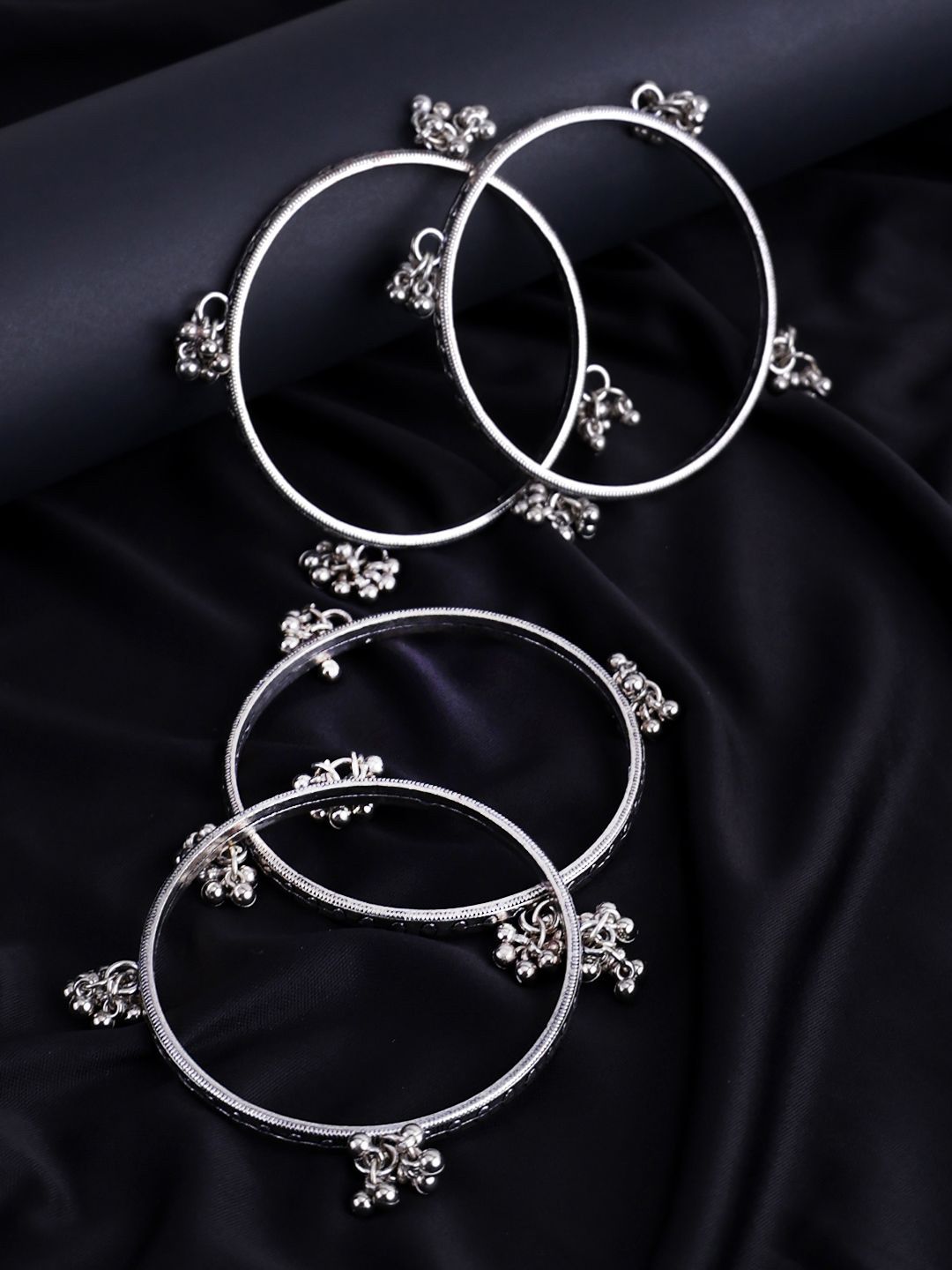 Anouk Set Of 4 Silver-Plated Artificial Beaded Bangles