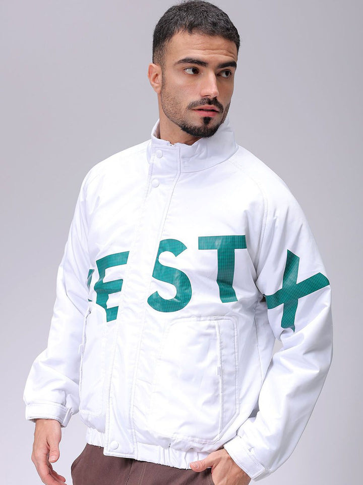 The Indian Garage Co Men Lightweight Puffer Jacket with Patchwork