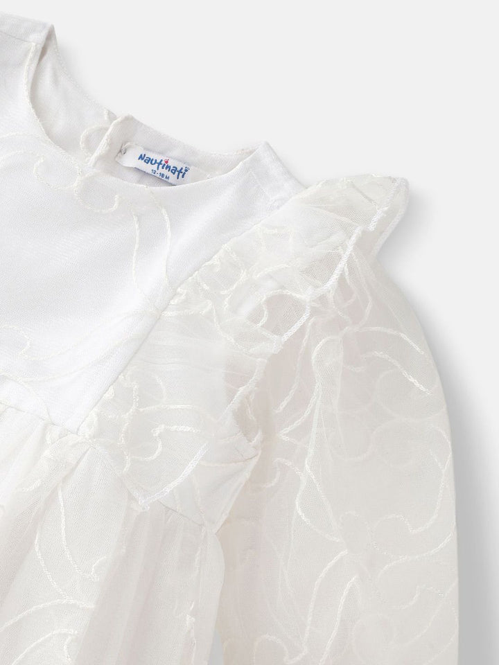 Nauti Nati Girls Puff Sleeve Ruffled Fit & Flare Dress