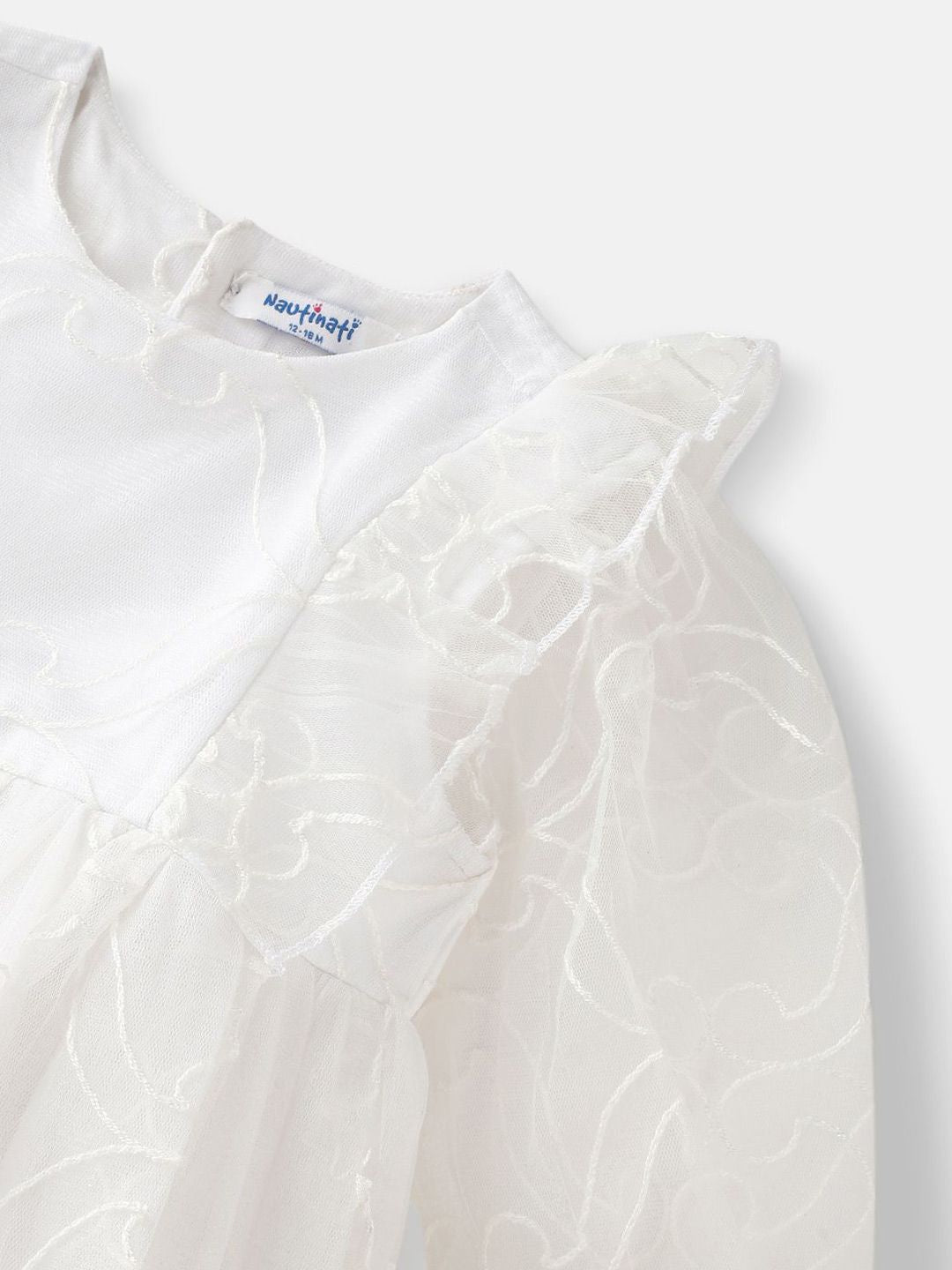 Nauti Nati Girls Puff Sleeve Ruffled Fit & Flare Dress