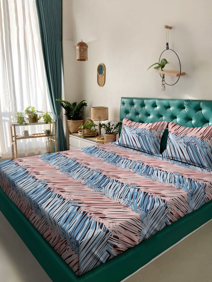 KLOTTHE 300 TC Polycotton King Size Bedsheet with 2 Pillow Covers