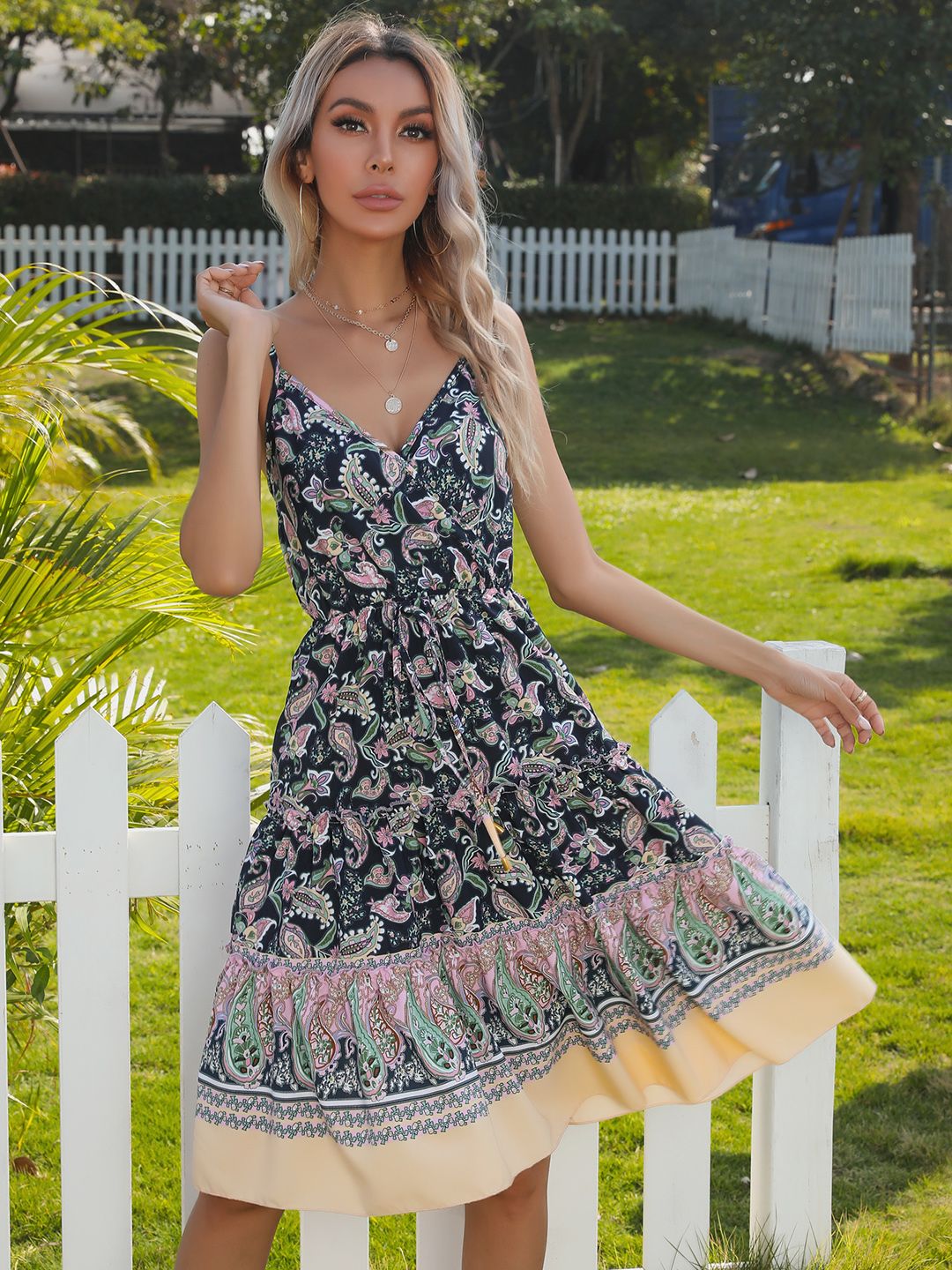 DressBerry Ethnic Motifs Print A-Line Dress