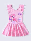 YK Girls Printed Round Neck Swim Dress