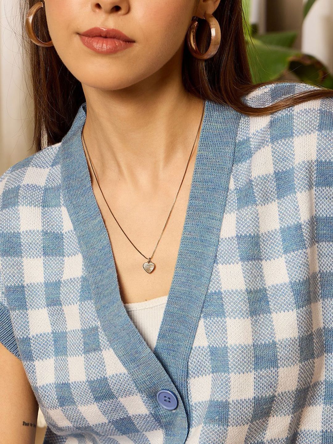 Berrylush Women Checked Cardigan