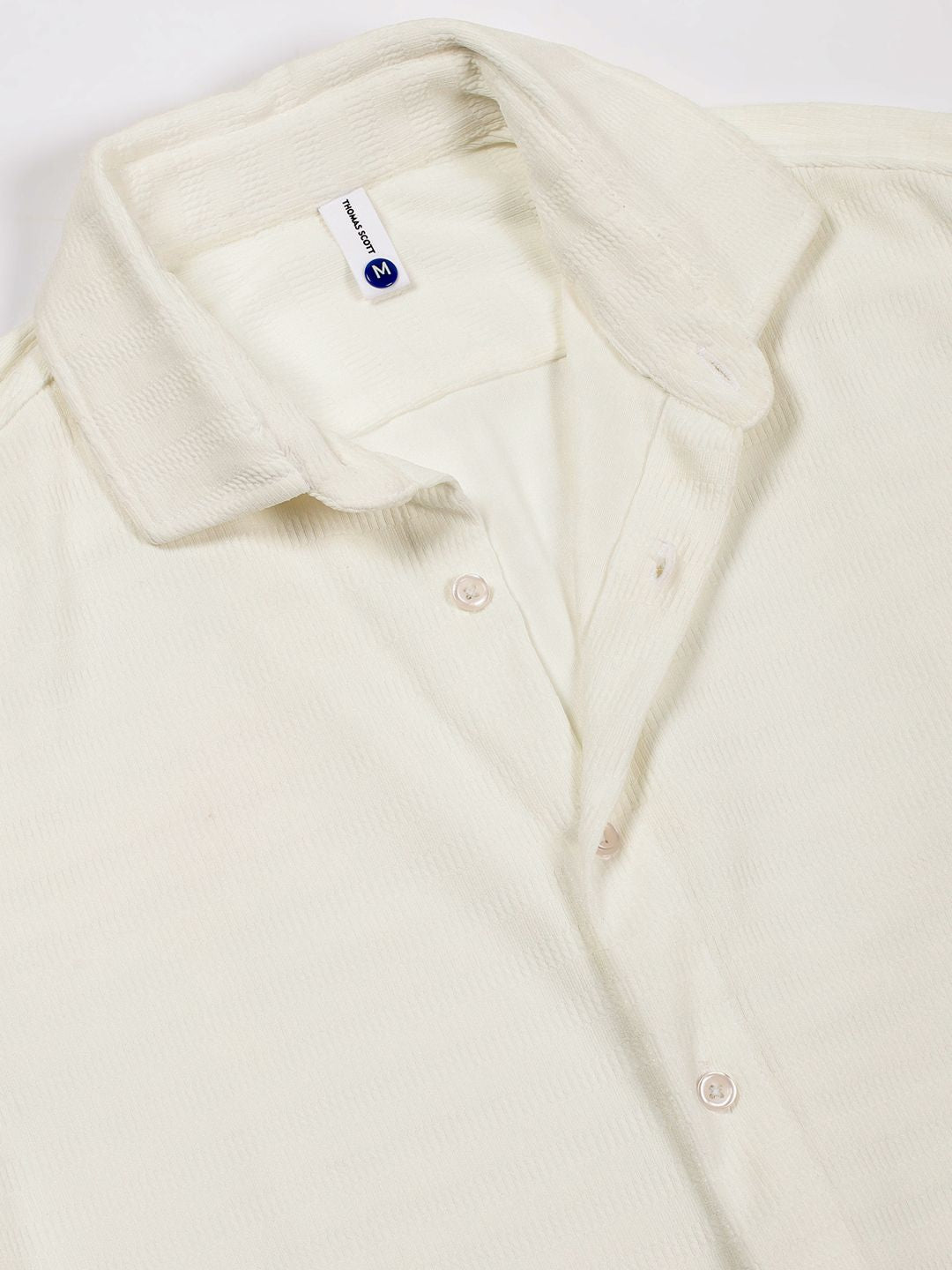 Thomas Scott Men Premium Spread Collar Horizontal Striped Casual Shirt