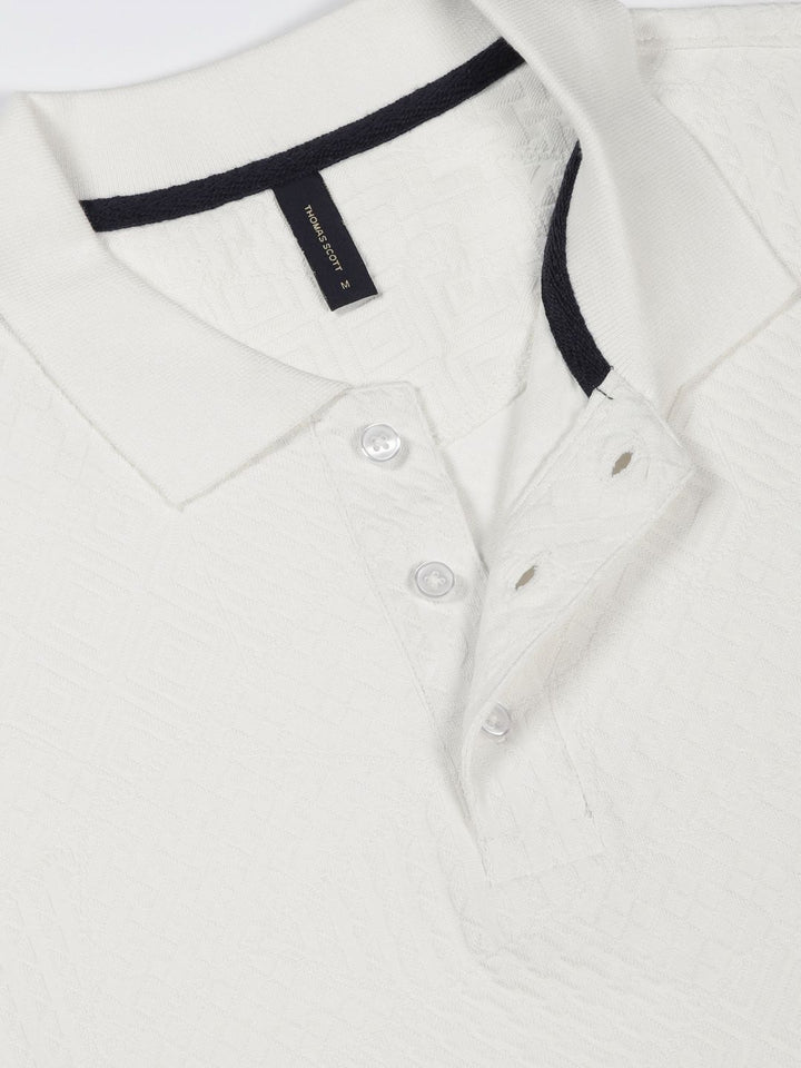 Thomas Scott Men Self Design Polo Collar T-shirt