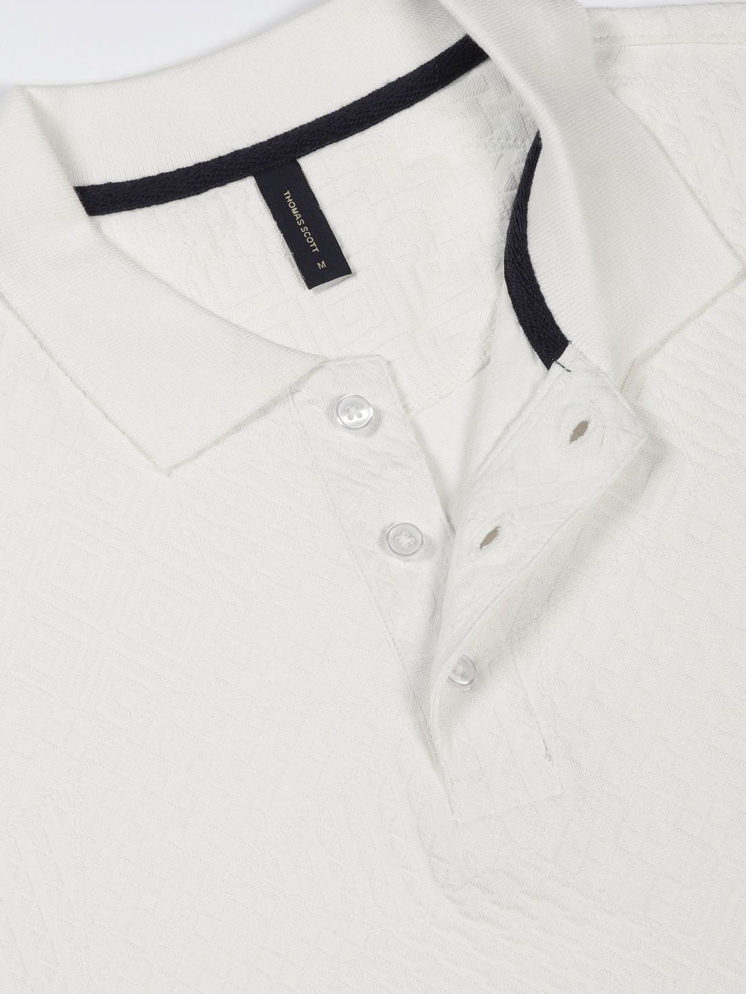 Thomas Scott Men Self Design Polo Collar T-shirt