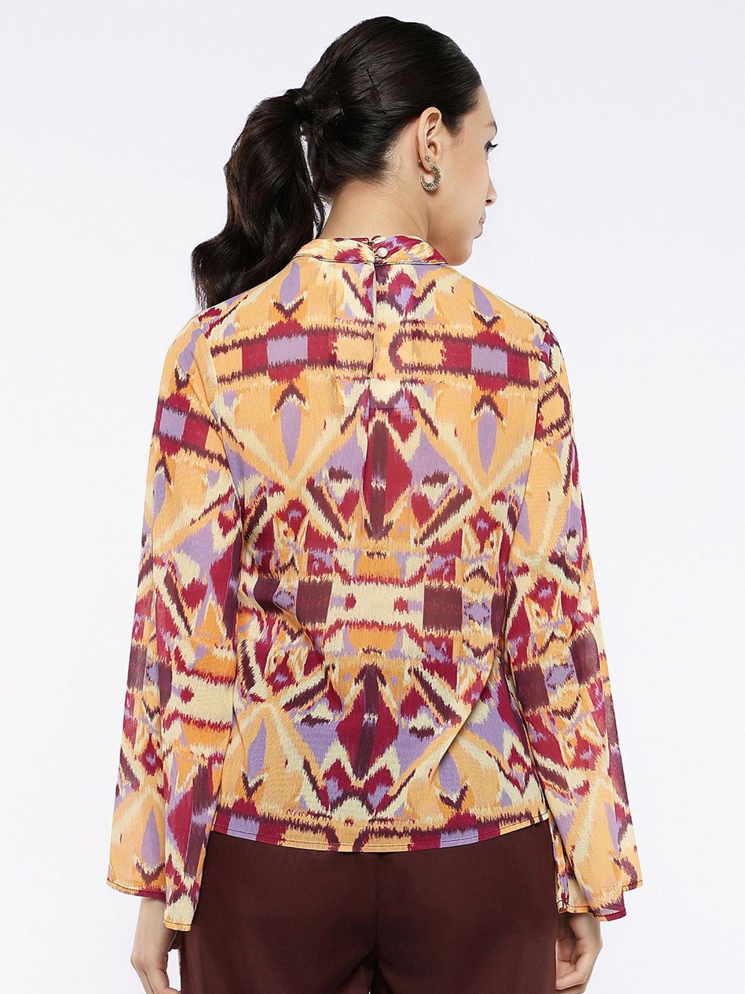 Rareism Print Cotton Lengan Berkelip Berat Kembali