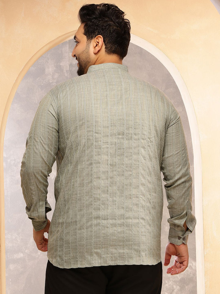 SOJANYA PLUS Kurta Lurus Kapas Harian Berjalur Lelaki