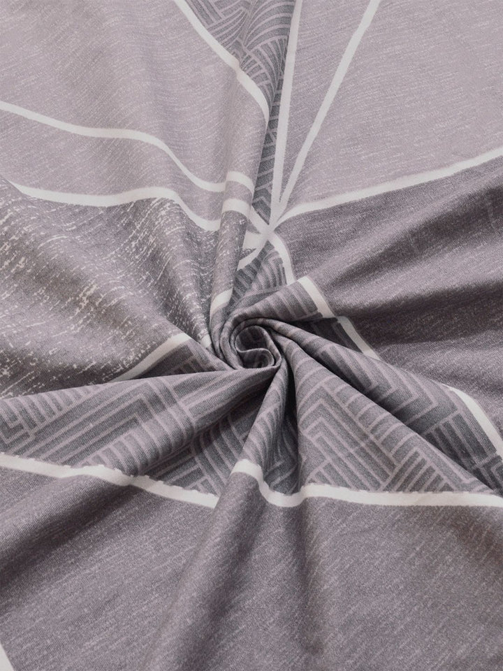 KLOTTHE Purple & Grey Geometric 300 TC King Bedsheet with 2 Pillow Covers