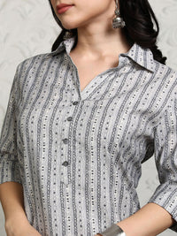Vishudh Shirt Collar Striped Tunic With Trouser