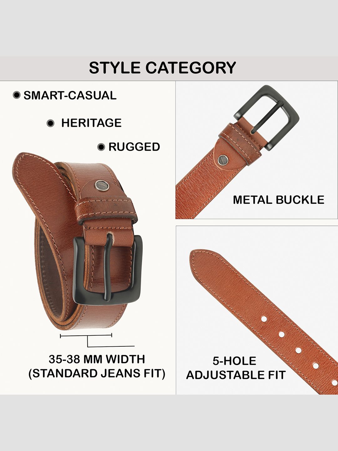 Teakwood Leathers Men Textured Leather Belt