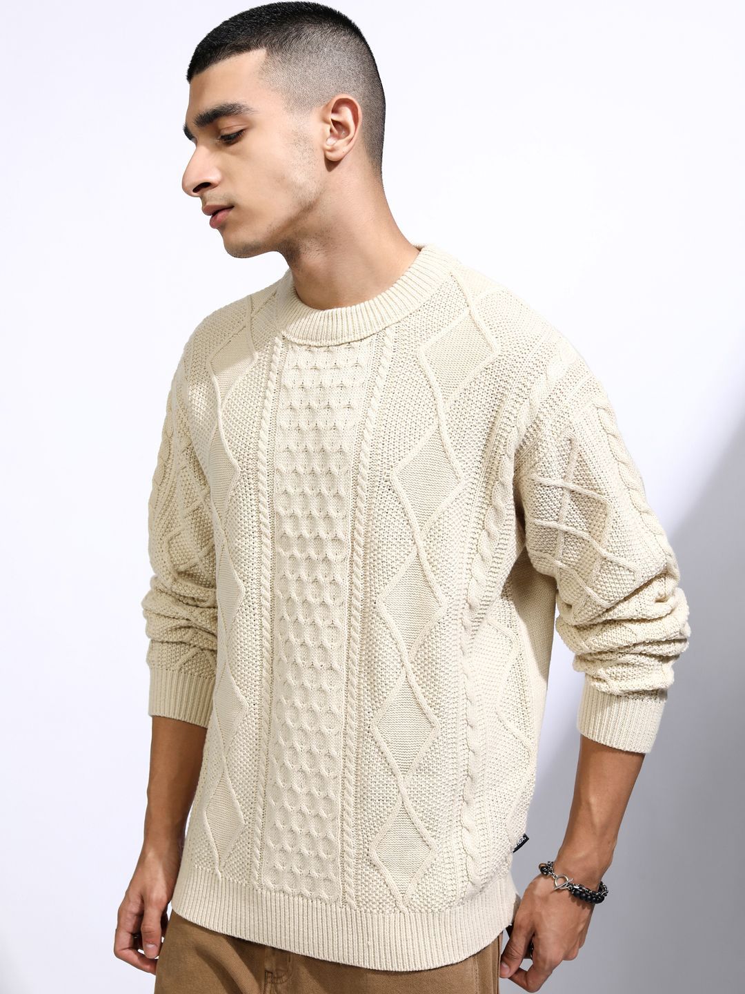 HIGHLANDER Men Cable Knit Pullover Sweaters