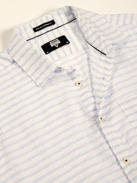 Thomas Scott Premium Spread Collar Seersucker Checks Pure Cotton Casual Shirt
