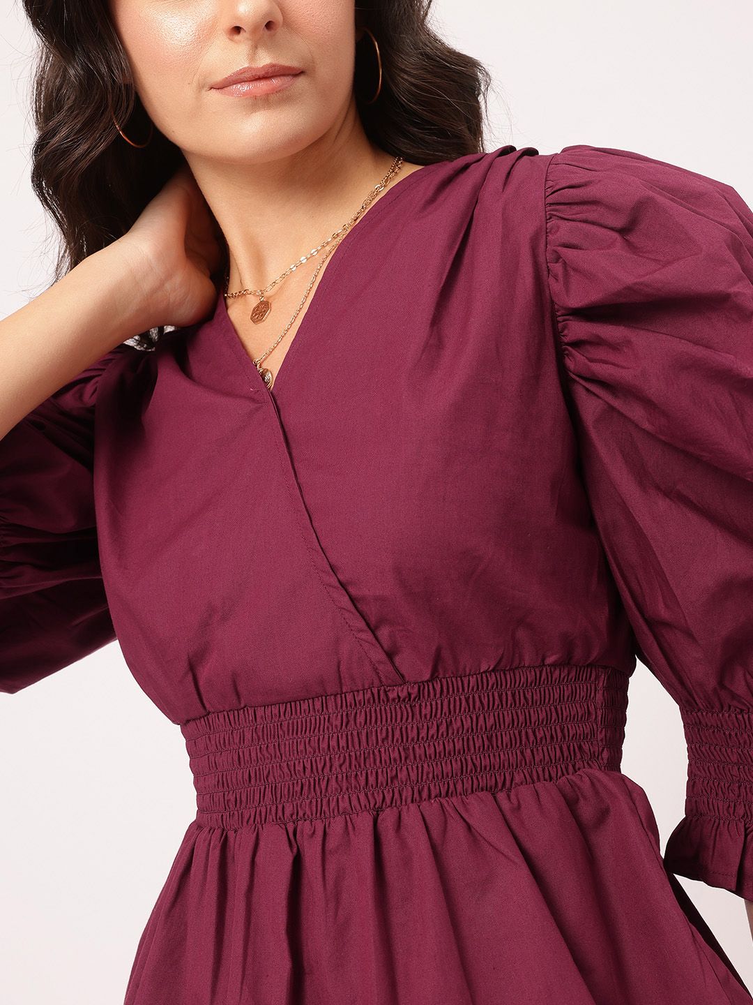 DressBerry Smocked Cinched Waist Top