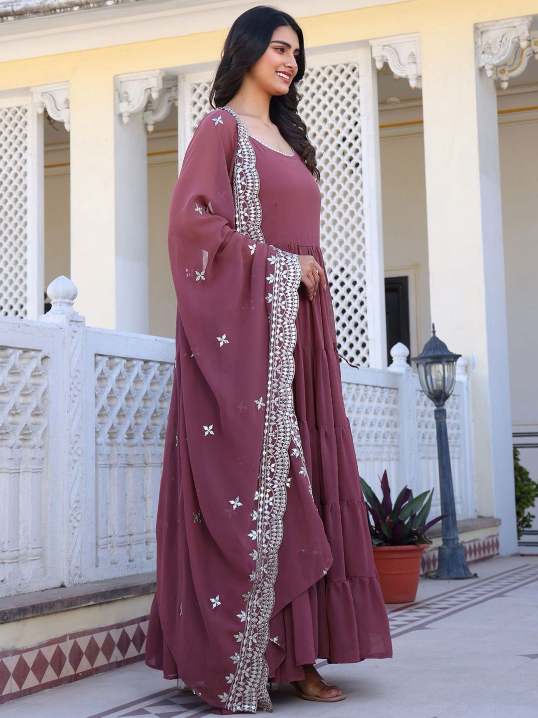 KALINI Women Layered Kurta with Pyjamas & With Dupatta