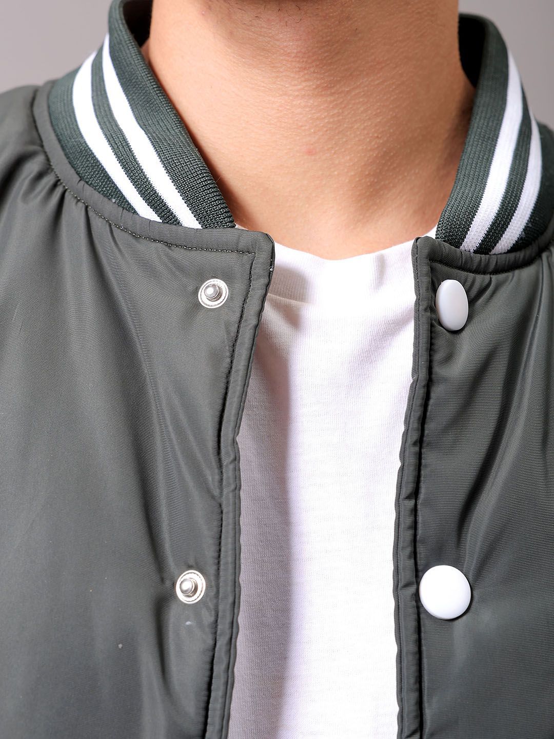 The Indian Garage Co Men Stand Collar Typography Printed Casual Varsity Jacket