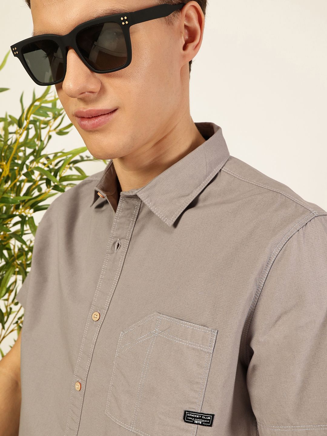 Thomas Scott Men Premium Cutaway Collar Solid Pure Cotton Slim Fit Casual Shirt