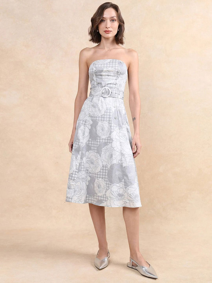 RAREISM Floral Printed Bandeau Midi Dress