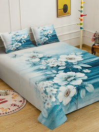 Myntra Elegant Homes Blue Floral 300 TC Cadar Katil King dengan 2 Sarung Bantal