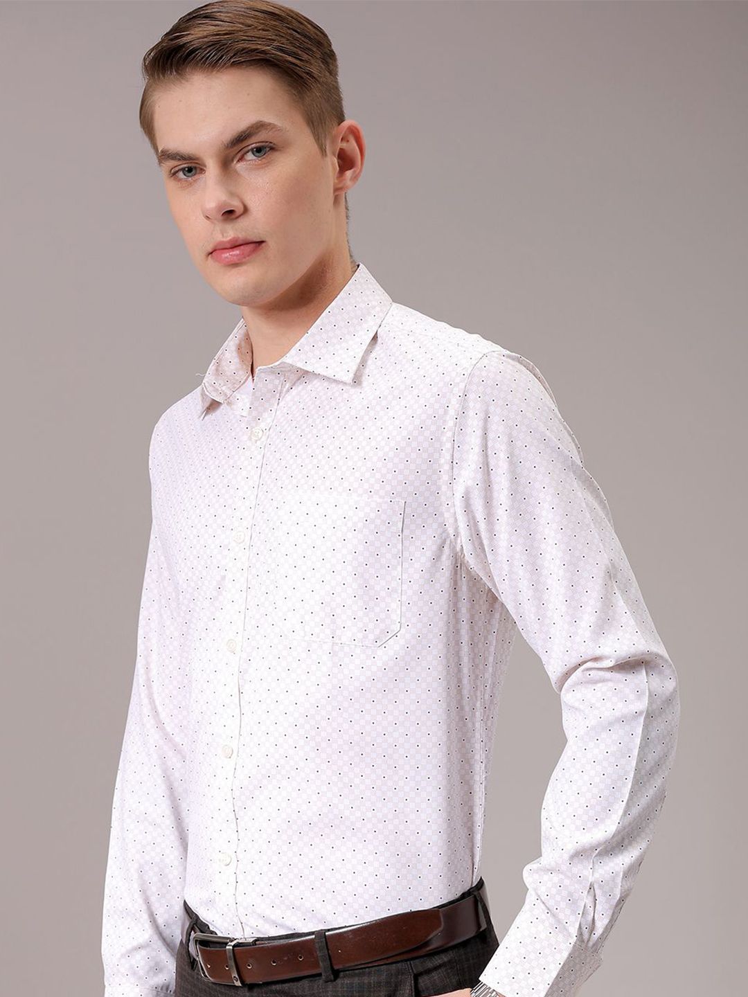 The Indian Garage Co. X Luxe Men Slim Fit Opaque Printed Formal Shirt