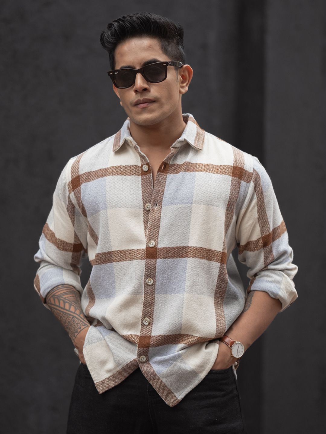 Powerlook Men Opaque Checked Casual Shirt