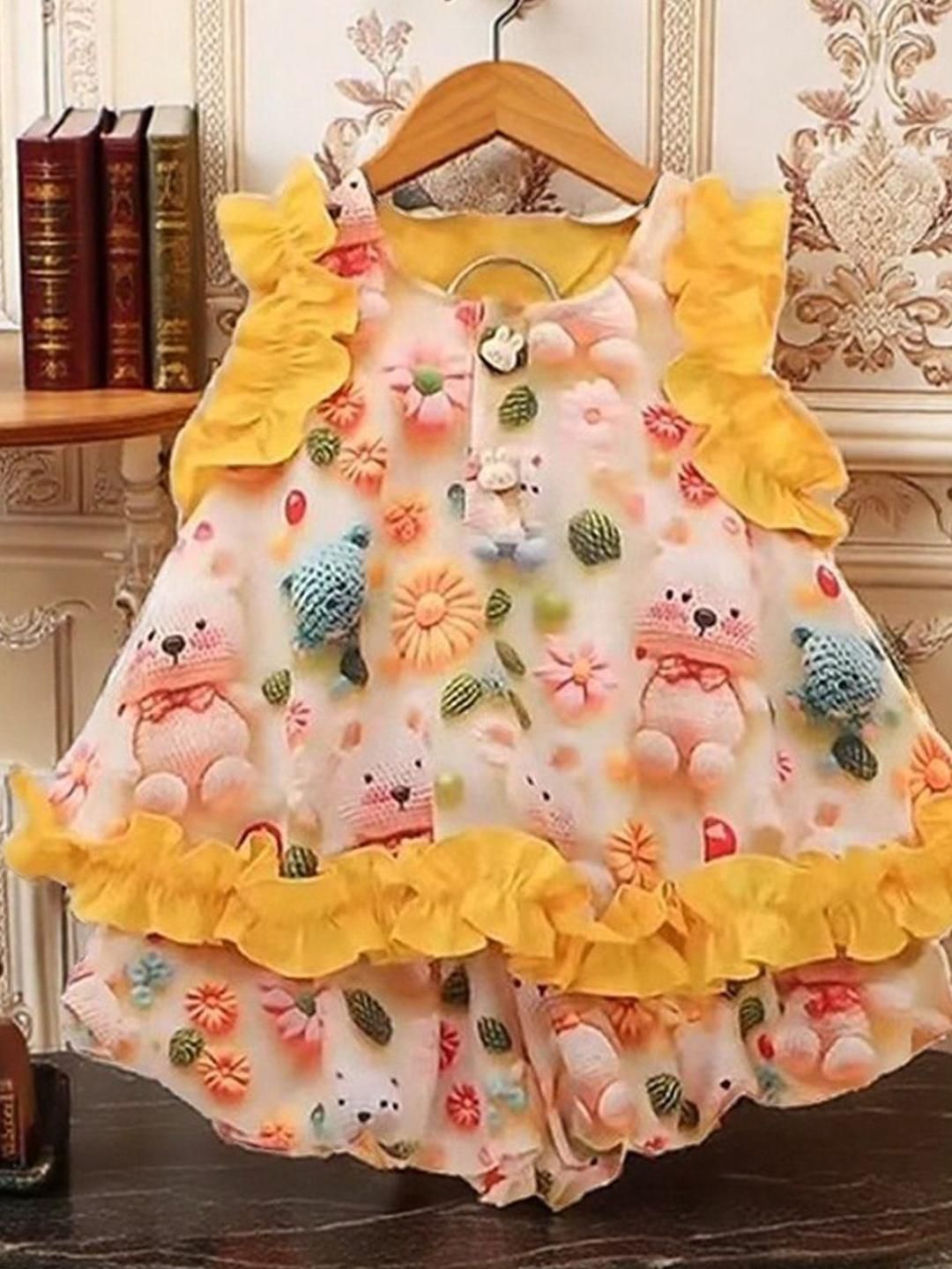 YK Floral Print Fit & Flare Dress