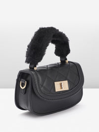 DressBerry Structured Brand Logo Embossed Quilted Satchel