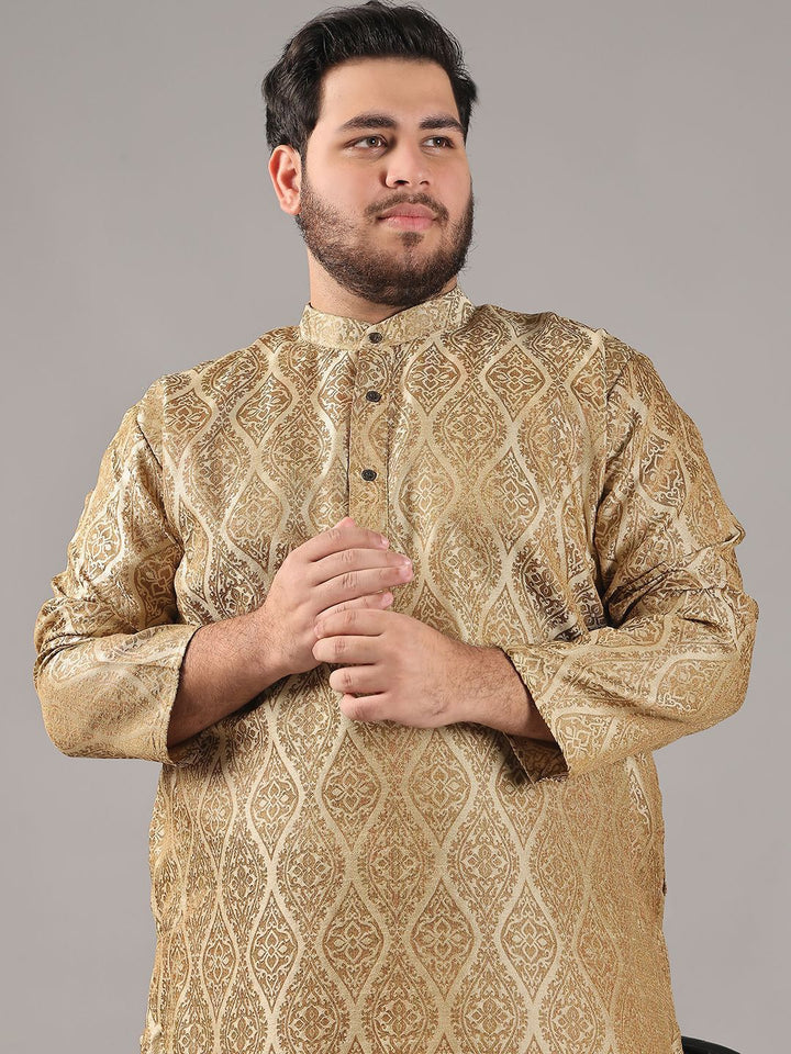SOJANYA PLUS Plus Size Men Ethnic Motifs Woven Design Straight Kurta With Pyjamas